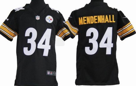 Nike Pittsburgh Steelers #34 Rashard Mendenhall Black Game Kids Jersey
