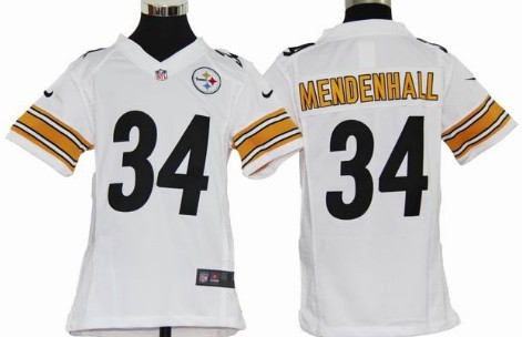 Nike Pittsburgh Steelers #34 Rashard Mendenhall White Game Kids Jersey