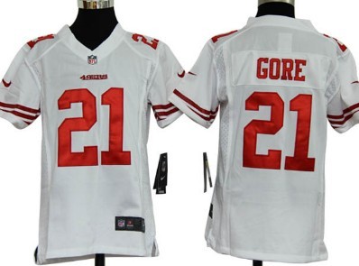 Nike San Francisco 49ers #21 Frank Gore White Game Kids Jersey