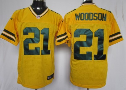 Nike Green Bay Packers #21 Charles Woodson Yellow Elite Jersey