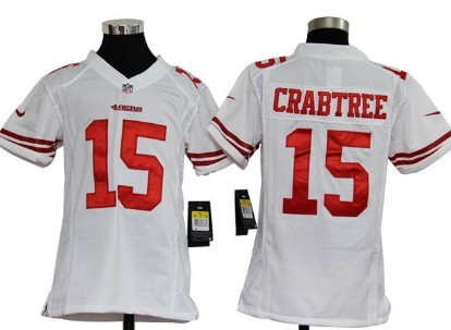 Nike San Francisco 49ers #15 Michael Crabtree White Game Kids Jersey