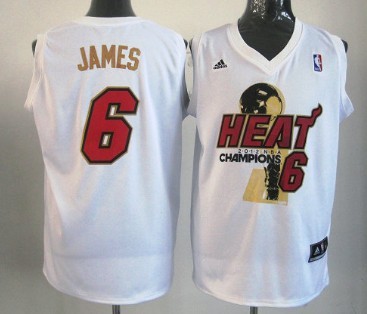 Miami Heat #6 LeBron James 2012 NBA Finals Champions White With Red Jersey