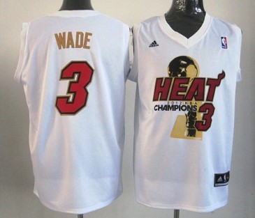Miami Heat #3 Dwyane Wade 2012 NBA Finals Champions White With Red Jersey