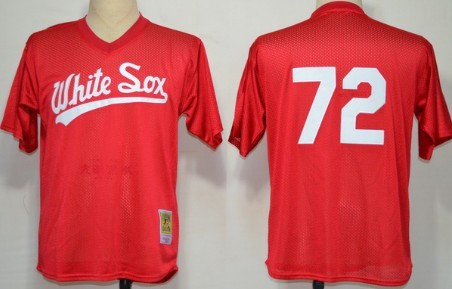 Chicago White Sox #72 Carlton Fisk Mesh Batting Practice Red Throwback Jersey