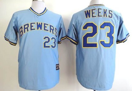Milwaukee Brewers #23 Rickie Weeks Light Blue Pullover Jersey