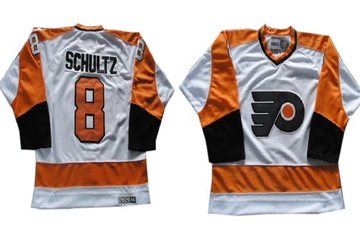 Philadelphia Flyers #8 Dave Schultz White Throwback CCM Jersey