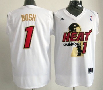 Miami Heat #1 Chris Bosh 2012 NBA Finals Champions White With Red Jersey