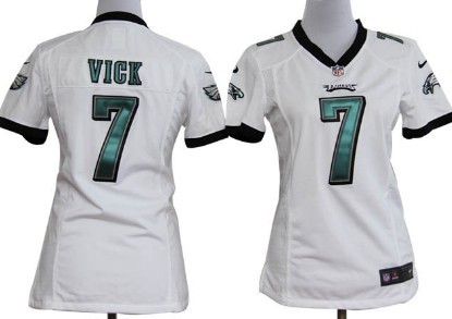 Nike Philadelphia Eagles #7 Michael Vick White Game Womens Jersey