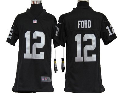 Nike Oakland Raiders #12 Jacoby Ford Black Game Kids Jersey