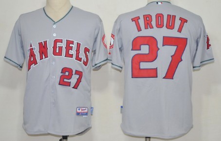 LA Angels of Anaheim #27 Mike Trout Gray Jersey