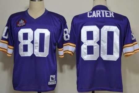 Minnesota Vikings #80 Cris Carter Hall of Fame Purple Throwback Jersey