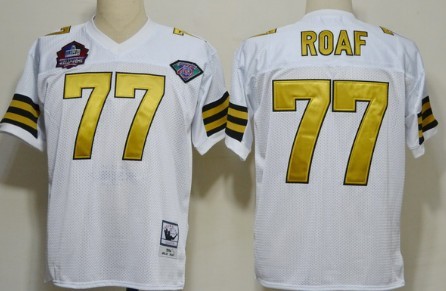 New Orleans Saints #77 Willie Roaf Hall of Fame White Throwback 75TH Jersey