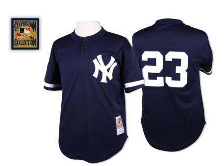 New York Yankees #23 Don Mattingly 1995 Mesh Batting Practice Navy Blue Throwback Jersey
