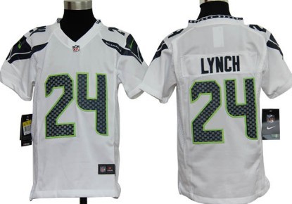 Nike Seattle Seahawks #24 Marshawn Lynch White Game Kids Jersey