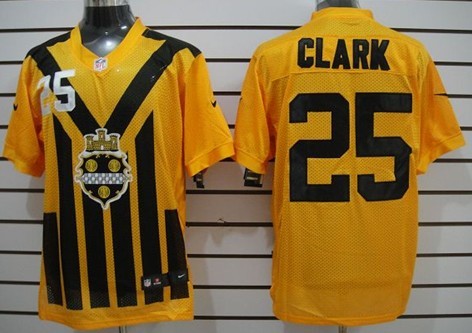 Nike Pittsburgh Steelers #25 Ryan Clark 1933 Yellow Throwback Jersey