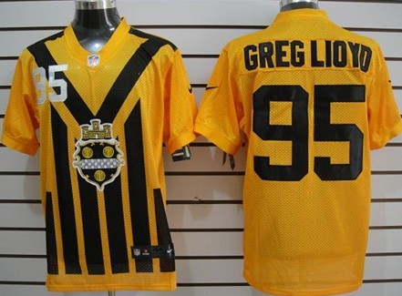 Nike Pittsburgh Steelers #95 Greg Lloyd 1933 Yellow Throwback Jersey