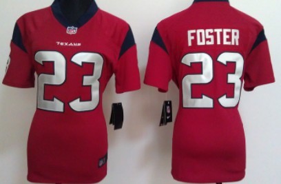 Nike Houston Texans #23 Arian Foster Red Game Womens Jersey