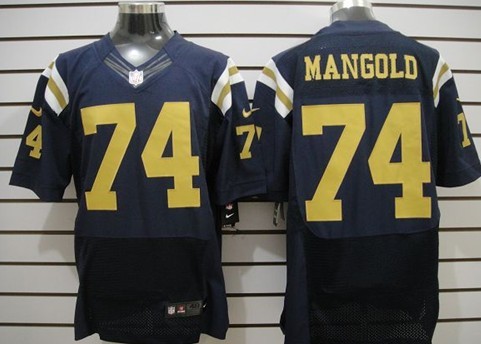 Nike New York Jets #74 Nick Mangold Navy Blue Elite Jersey