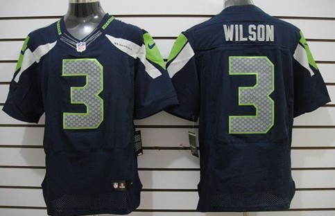 Nike Seattle Seahawks #3 Russell Wilson Navy Blue Elite Jersey