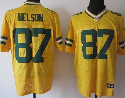 Nike Green Bay Packers #87 Jordy Nelson Yellow Elite Jersey