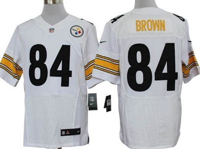 Nike Pittsburgh Steelers #84 Antonio Brown White Elite Jersey