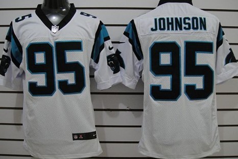 Nike Carolina Panthers #95 Charles Johnson White Elite Jersey