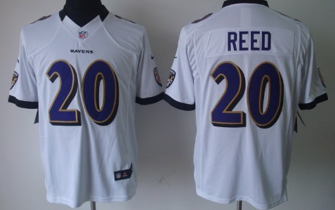 Nike Baltimore Ravens #20 Rd Reed White Limited Jersey