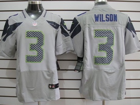 Nike Seattle Seahawks #3 Russell Wilson Gray Elite Jersey