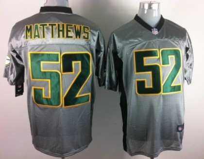 Nike Green Bay Packers #52 Clay Matthews Gray Shadow Elite Jersey