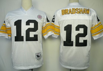 Pittsburgh Steelers #12 Terry Bradshaw White Throwback Jersey