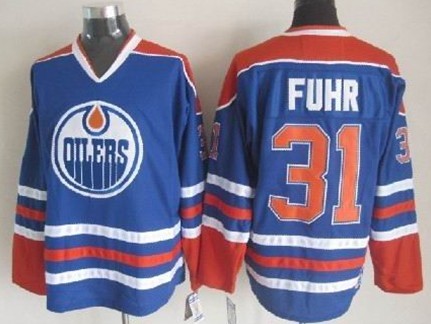 Edmonton Oilers #31 Grant Fuhr Royal Blue Throwback CCM Jersey
