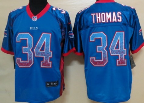 Nike Buffalo Bills #34 Thurman Thomas 2013 Drift Fashion Blue Elite Jersey
