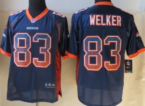 Nike Denver Broncos #83 Wes Welker 2013 Drift Fashion Blue Elite Jersey