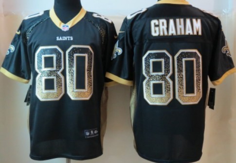 Nike New Orleans Saints #80 Jimmy Graham 2013 Drift Fashion Black Elite Jersey