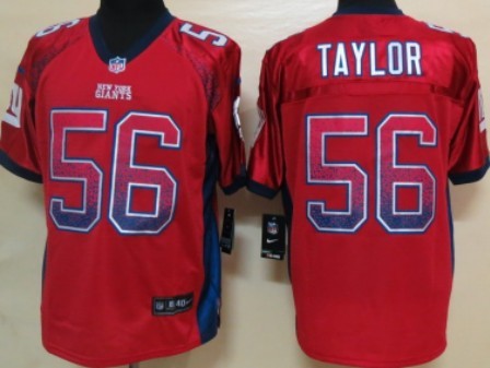 Nike New York Giants #56 Lawrence Taylor 2013 Drift Fashion Red Elite Jersey