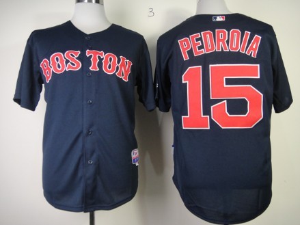 Boston Red Sox #15 Dustin Pedroia Navy Blue Jersey