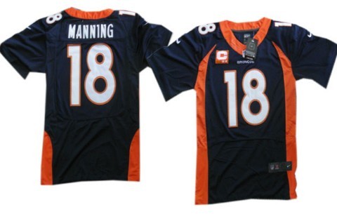 Nike Denver Broncos #18 Peyton Manning 2013 Blue C Patch Elite Jersey
