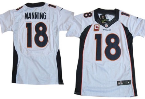 Nike Denver Broncos #18 Peyton Manning 2013 White C Patch Elite Jersey