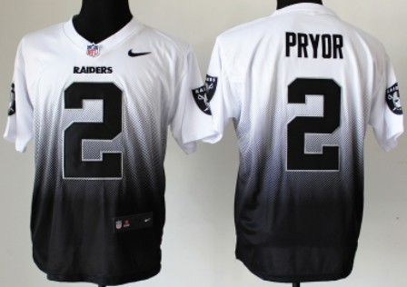 Nike Oakland Raiders #2 Terrelle Pryor White/Black Fadeaway Elite Jersey