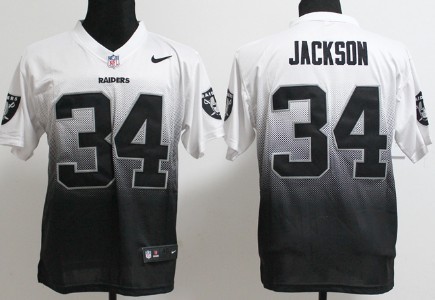 Nike Oakland Raiders #34 Bo Jackson White/Black Fadeaway Elite Jersey