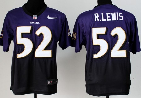 Nike Baltimore Ravens #52 Ray Lewis Purple/Black Fadeaway Elite Jersey
