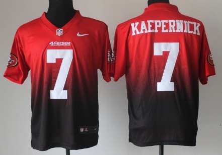 Nike San Francisco 49ers #7 Colin Kaepernick Red/Black Fadeaway Elite Jersey