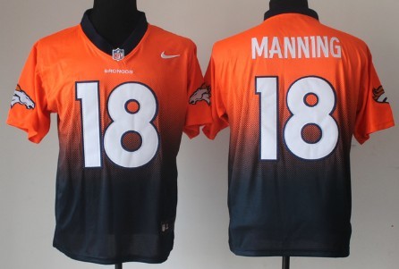 Nike Denver Broncos #18 Peyton Manning Orange/Blue Fadeaway Elite Jersey