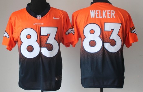 Nike Denver Broncos #83 Wes Welker Orange/Blue Fadeaway Elite Jersey
