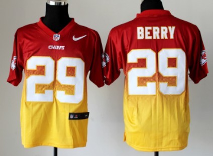 Nike Kansas City Chiefs #29 Eric Berry Red/Yellow Fadeaway Elite Jersey