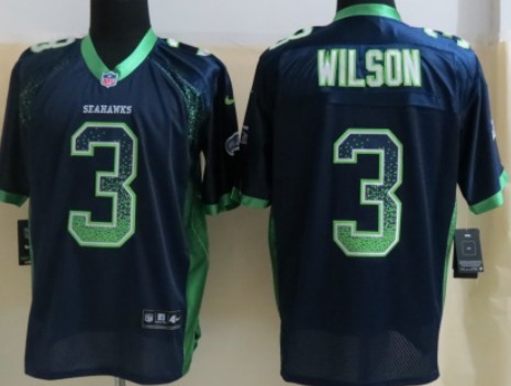 Nike Seattle Seahawks #3 Russell Wilson 2013 Drift Fashion Blue Elite Jersey