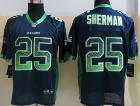 Nike Seattle Seahawks #25 Richard Sherman 2013 Drift Fashion Blue Elite Jersey
