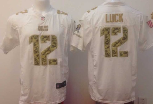 Nike Indianapolis Colts #12 Andrew Luck Salute to Service White Game Jersey