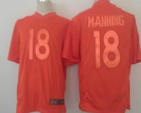 Nike Denver Broncos #18 Peyton Manning Drenched Limited Orange Jersey