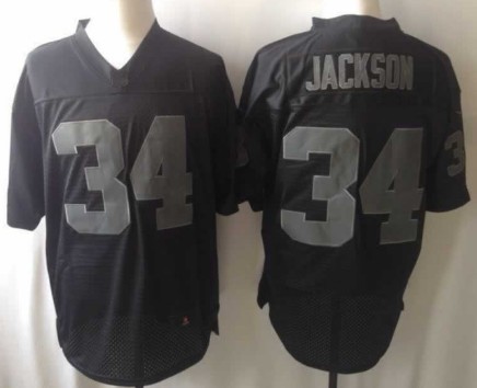 Nike Oakland Raiders #34 Bo Jackson Drenched Limited Black Jersey